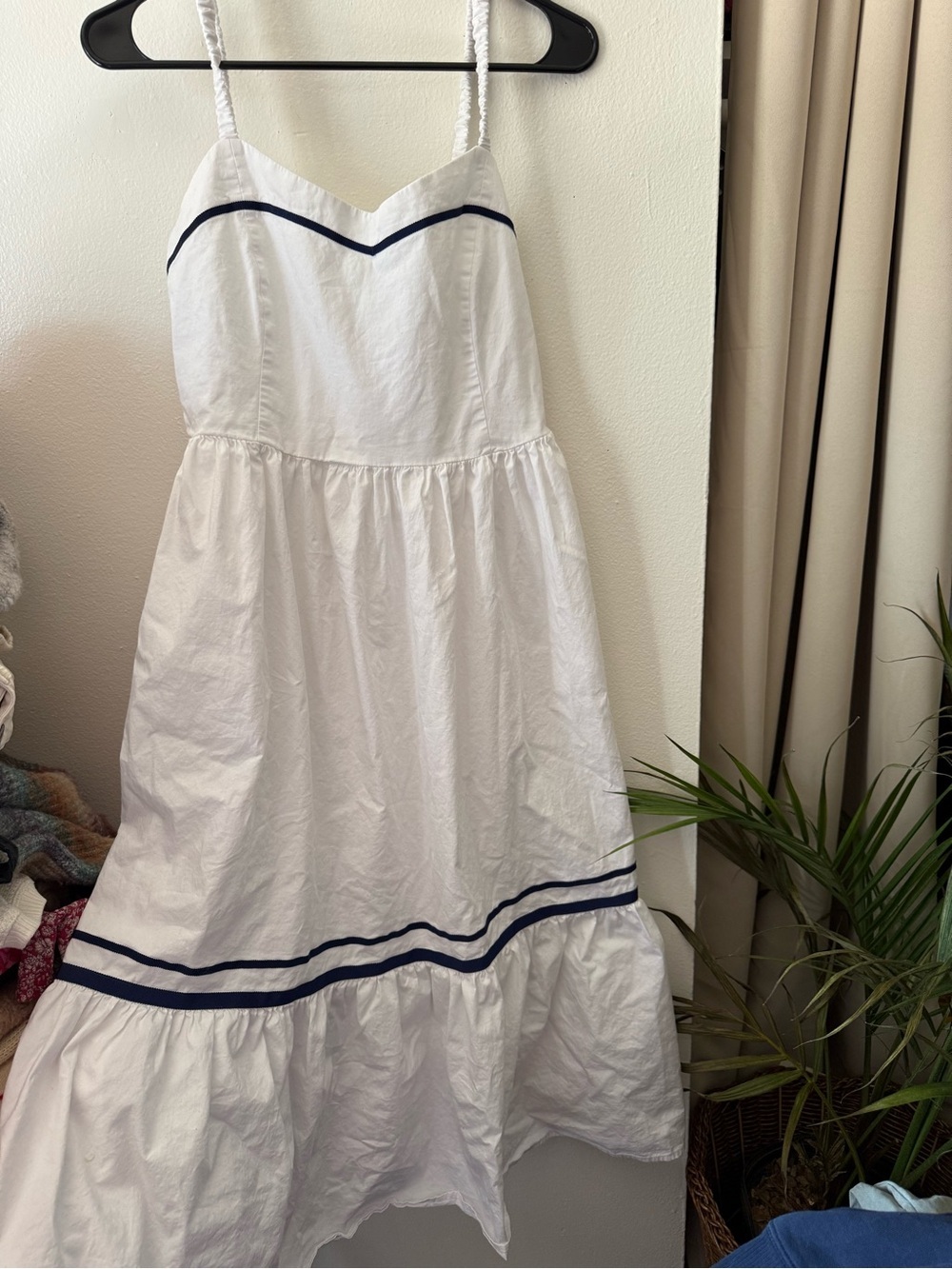 J Crew White Sundress with Navy Trim - Picture 4 of 8